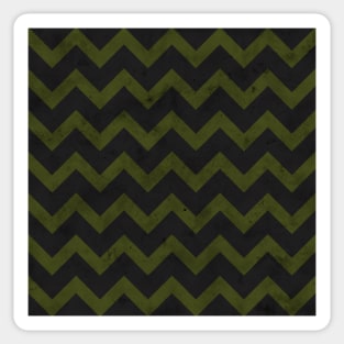 Dark gray army green vintage chevron pattern lines retro distressed Sticker